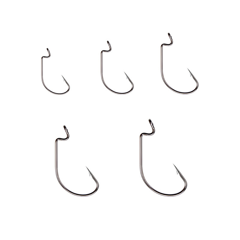 50pcs Wide Worm Hook Carbon St - Fishing Hook Offset recension och pris