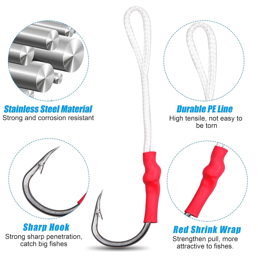 5Pcs 1/0-10/0 Slow jig assist  - Fishing Hook Offset recension och pris